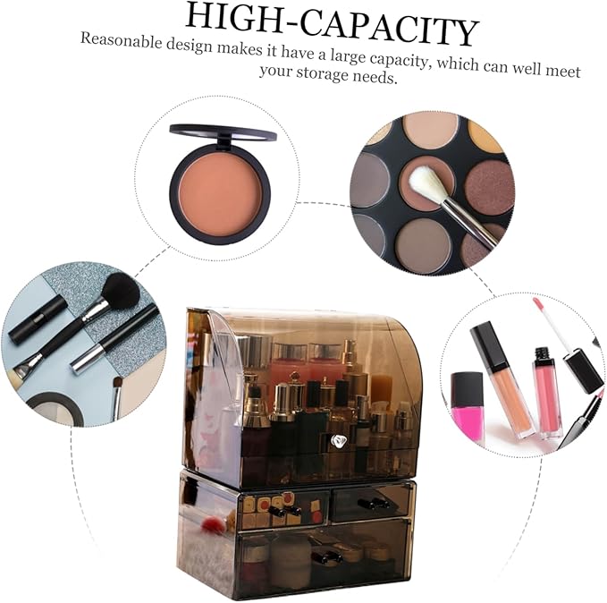 Acrylic Cosmetic Storage Organizer Box Cover Transparent Makeup Holder for Lipsticks Brushes and Sundries Stylish Desktop Organizer for Vanity and Bathroom Use