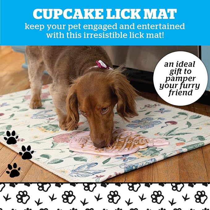 BigMouth Cupcake Silicone Lick Mat for Dogs and Cats, Slow Feeder Enrichment Pad, Dishwasher Safe Anxiety Relief Toy