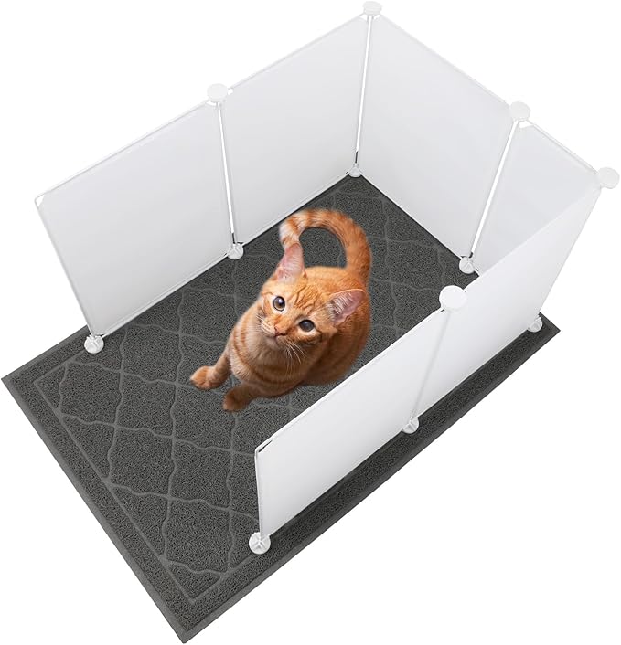 FHTONGE Cat Litter Box Enclosure with Splash Guard, Litter Mat, Extra Large Pee Shields, Privacy Screen