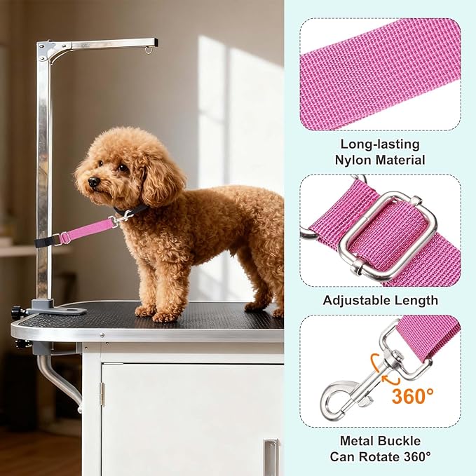 Dog Grooming Loop, Dog Grooming Harness Table Arm Accessories Adjustable Secure and Stable Extender Bathing Restraint Leashes (Yellow/Orange, 2 Pcs), for Pet Bathing