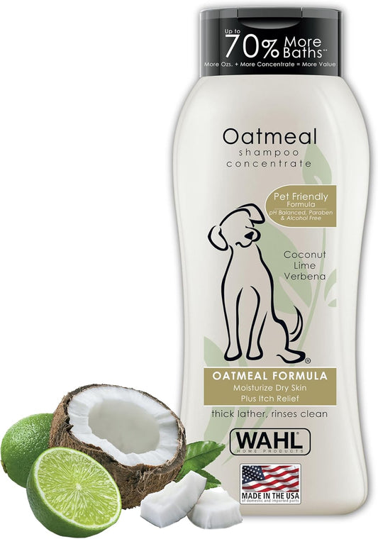 Wahl USA Dry Skin & Itch Relief Pet Shampoo for Dogs – Oatmeal Formula with Coconut Lime Verbena Scent & Pet Friendly Formula, 24 Oz - Model