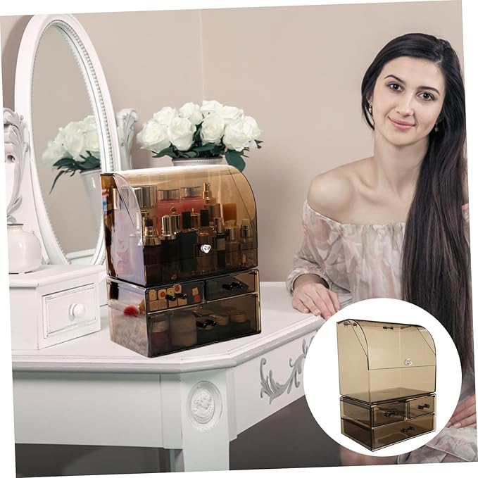 VICASKY Acrylic Makeup Storage Box Transparent Cosmetic Organizer Lid for Desk Neat and Tidy Design for Skincare and Beauty Products for Optimal Space Saving