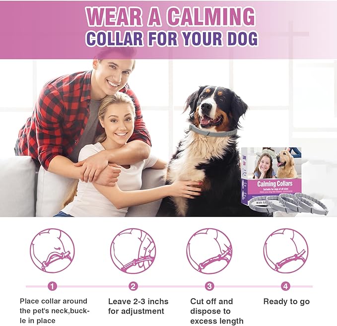 Calming Collar for Dogs 4 Packs Dog Pheromone Anti Anxiety Calm Collars to Relieve Stress and Bad Behavior Like Separation 25 Inches Adjustable