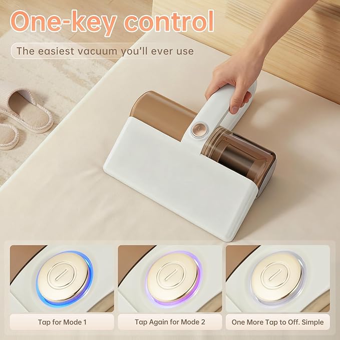 Mattress Vacuum Cleaner -Cordless Bed Vacuum Cleaner | Effortless Powered by UV-C Light & Ultrasonic Technology, 10Kpa Strong Suction,Suitable for Dust, Pet Hair from Bed, Sofa , Corners and Crevices