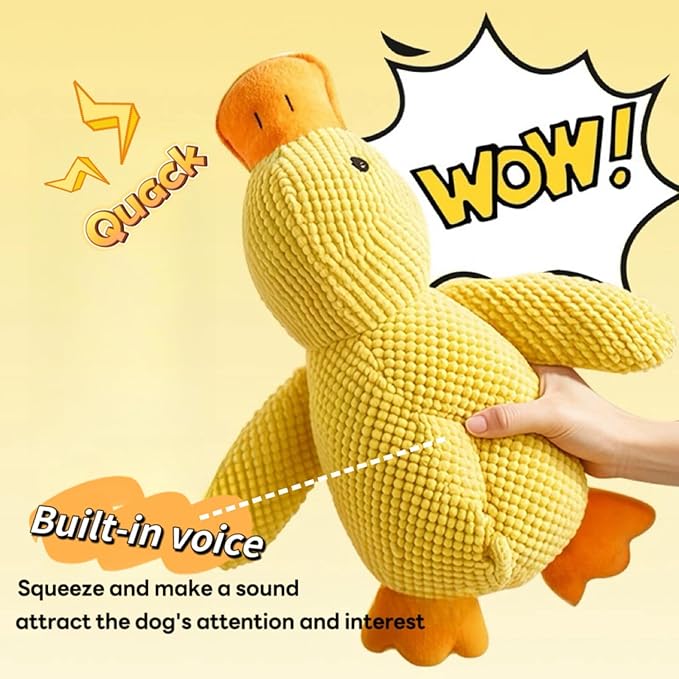 2025 Mellow Dog Calming Duck with Frog Toy,Bite Resistant Tooth Grinding Rubber Plush Toys,Durable Puppy Teething Toy with Soft Squeaker,Interactive Chew Toy for Dogs Chew and Play (Small Duck Frog)