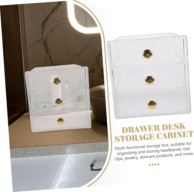 Stackable Three-layer Drawer Storage Box Modern Makeup Organizer Desktop Sundry Organizer Kitchen Countertop Lids