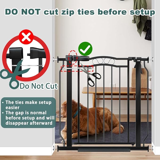 Fairy Baby 29.5"-43.7" Extra Wide Baby Gate for Dog, Pressure Mounted Pet Gate for Stairs & Doorway, Dog Barrier for Home Indoor, Kids Puppy Cat Gate, Metal Child Safety Proof Garden Gate, Black