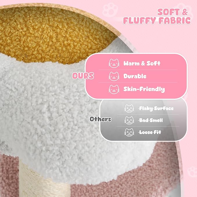 Magshion 33" Flower Cat Tree for Indoor Cats, Compact Cat Tower with Condo, Scratching Posts, Flower Perch & Dangling Toys for Kittens & Small Cats, Cute Cat Furniture Stand, Pink