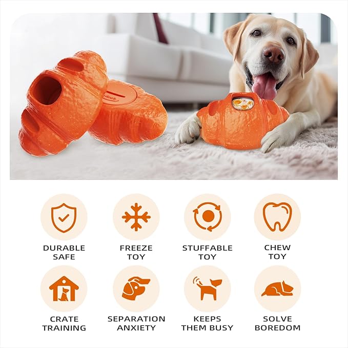 2 Pack Interactive Dog Toys for Aggressive Chewers, Indestructible Dog Toy to Keep Them Busy, Durable Dog Chew Toys for Large & Medium Breeds, Frozen Enrichment Treat Holder for Anxiety Relief
