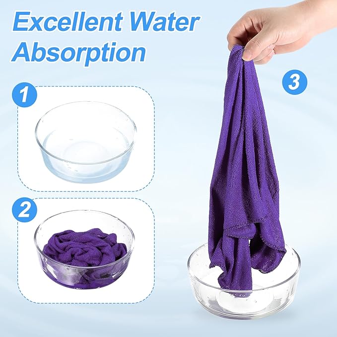HARFINGTON 4 Pack Microfiber Cleaning Cloth, 71" x 24" Multi-Functional Cleaning Towels Reusable Absorbent Rags for Car Wash Kitchen Household Window Clean, Purple