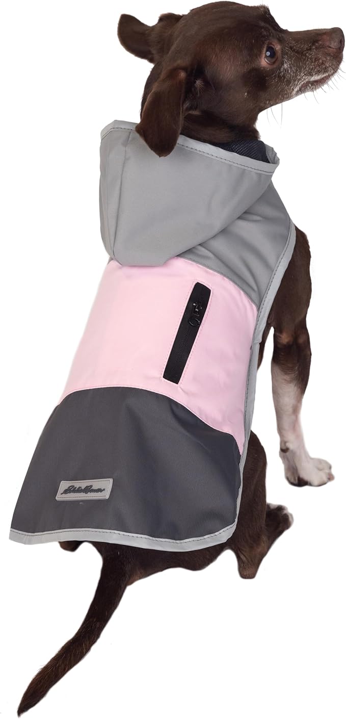 Eddie Bauer E24232XS Ravenna Colorblocked Dog Windbreaker Jacket in Extra Small, Grey and Pink