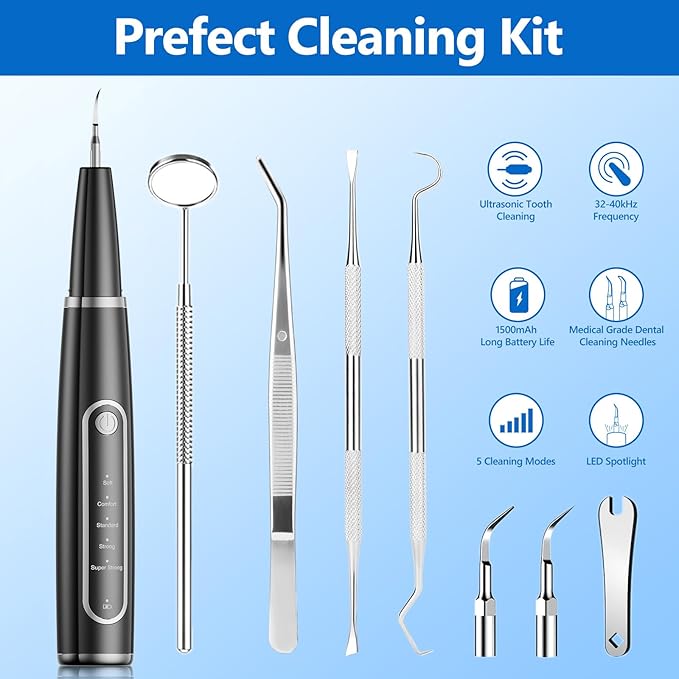 Dog Plaque Remover for Teeth,Pet Ultrasonic Tooth Cleaner,Teeth Cleaning Kit -Tartar Remover for Teeth Stains for Dogs and Cats (Black)