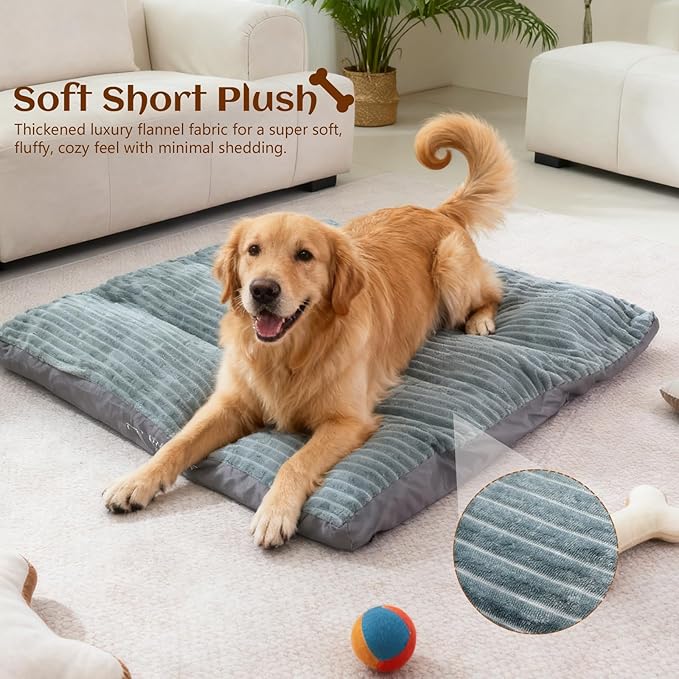 Big Dog Bed for Large Sized Dogs -Dog Crate Pad Removable Washable Cover, Non-Slip Bottom, Pet Mat Comfort Cushion for Joint Relief, Deep Sleep & Home Decor