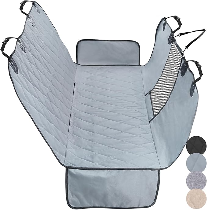 VIVAGLORY Dog Seat Cover Easyhammock Dog Hammock, Seat Cover for Car, Back Backseat Split Hair Resistant Protector for Pet, Standard, Grey