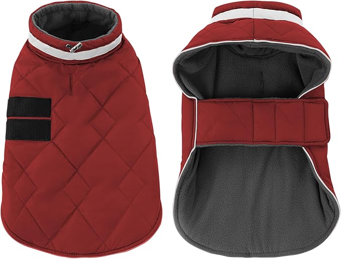 Dog Winter Coat Warm Padded Puppy Jacket Windproof Water Resistant Clothes for Small Medium Large Pets Christmas Sweater Outfit Vest(Red, L)