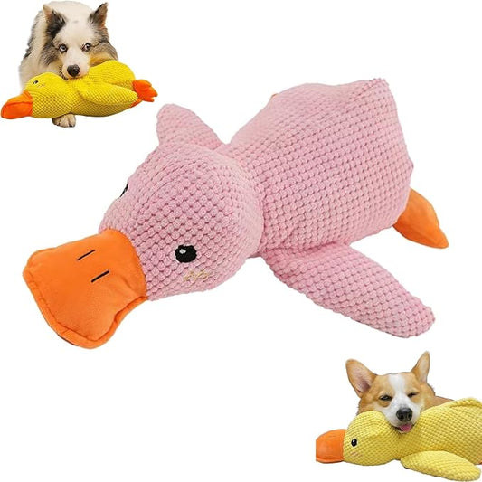 Calming Duck Toy for Dogs, The Dog Calming Duck, Dogs' Emotional Support Ducks, Yellow Stuffed Ducks Dog Chew Toys, Interactive Toys for Chewers (Pink)
