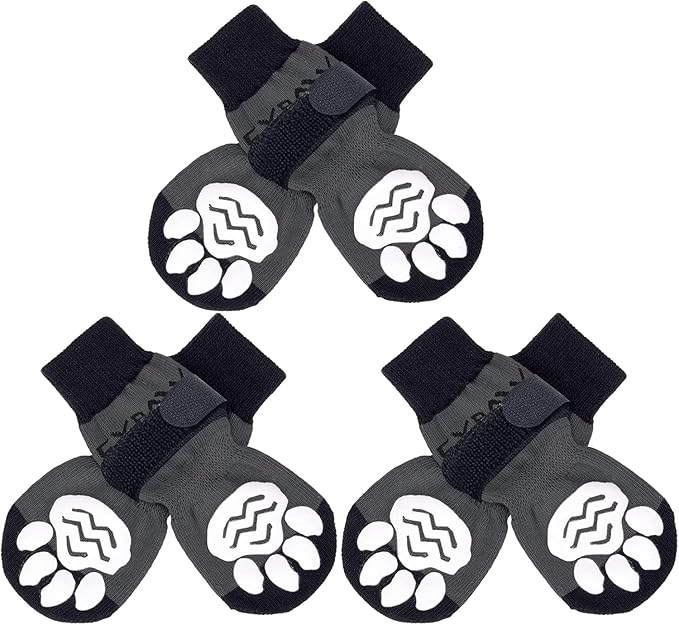 EXPAWLORER 6PCS Anti-Slip Dog Socks to Prevent Licking Paws,Dog Shoes for Hot Pavement,Best Paw Protector Traction Control on Hardwood Floor,Dog Booties for Puppy Small Medium Large Senior Dogs