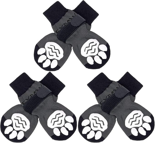EXPAWLORER 6PCS Anti-Slip Dog Socks to Prevent Licking Paws,Dog Shoes for Hot Pavement,Best Paw Protector Traction Control on Hardwood Floor,Dog Booties for Puppy Small Medium Large Senior Dogs