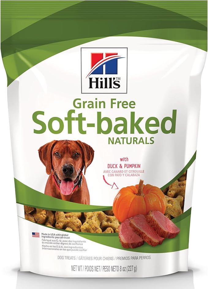 Hill's Grain Free Soft Baked Naturals, All Life Stages, Great Taste, Dog Treats, Duck & Pumpkin, 8 oz Bag