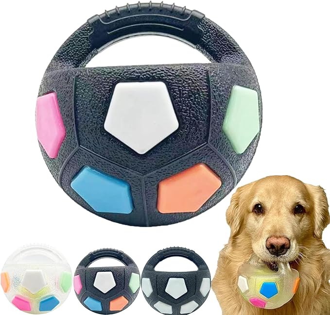 TPR Dog Soccer Ball, Animal Dog Toys Soccer Ball TPR Interactive Cat Balls, Dogs Calming Balls with Handle, Toys Indestructible for Aggressive Chewers, Squeaky Floating for Dogs