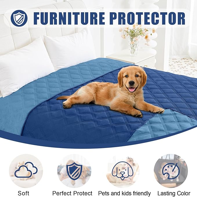 Smiry Waterproof Dog Bed Cover Blanket 30x70, Soft Reversible Pet Blanket, Washable Leakproof Cats Dogs Couch Cover for Sofa, Couch, Furniture, Lattice, Navy/Blue