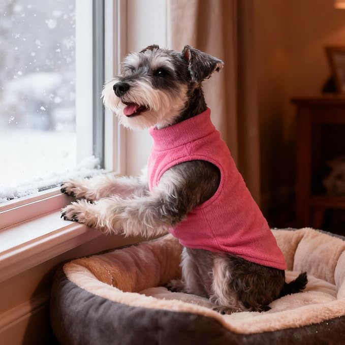 PUPTECK 3 Pack Fleece Dog Sweaters Winter Coat for Small Dogs, Pullover Jacket Pet Cat Fall Clothes Puppy Sweatshirt Soft Warm Vest for XS S Medium Dogs, Fuchsia&Pink&Purple, L