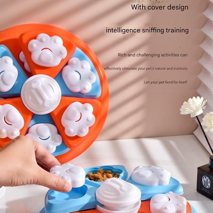 Pet Puzzle Thousand Layer Feeding Tray｜Multi-Grid Slow-Feeding Design·Silicone Non-Slip Base·PP Safety Material｜Energy Consumption at Home·Intelligence Training for Cats and Dogs (red)