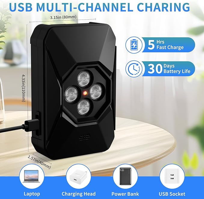 Anti Barking Device for Dogs - 50FT Dog Barking Deterrent Device - 3 Modes Ultrasonic Stop Dog Barking - Rechargeable Bark Stopper Indoor Outdoor Home Garden Automatic Bark Alarm Tool Dogs (Black)