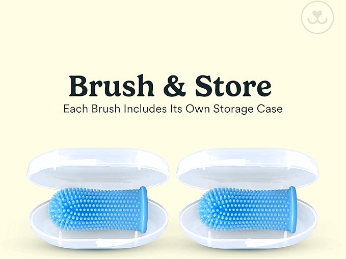 360° Pet Finger Toothbrush Kit — Dog & Cat Dental Care, 2-Pack (Blue)