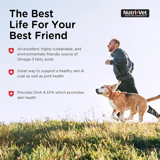 Nutri-Vet Fish Oil Supplement, Dog Fish Oil, Skin and Coat Health, Omega-3 Supplement, Supports Shiny Coat, Healthy Skin, Dog Vitamins, Puppy Essentials, Pet Wellness, Menhaden Formula, 16 oz