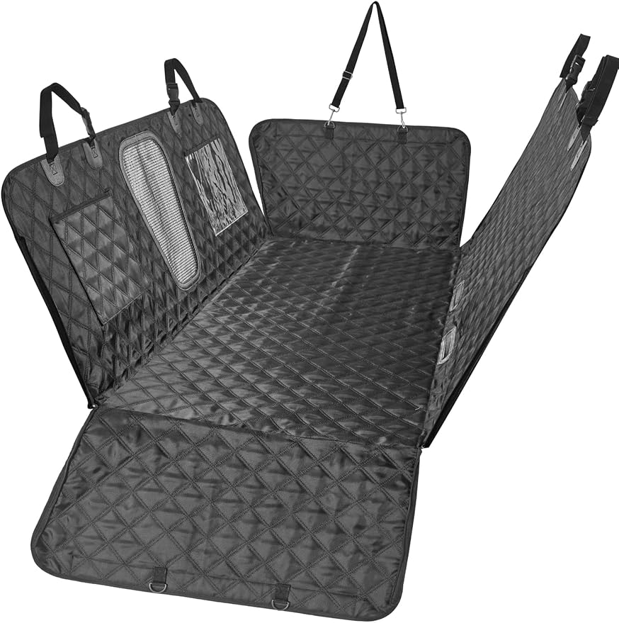 Dog Covers for Cars Back Seat, Back Seat Extender for Dogs with Hard-Bottom, 2025 Upgraded 1680D Material, Anti-Scratch & Anti-Slip, Holds 400 lbs, Universal Fit for Car, SUV, Truck