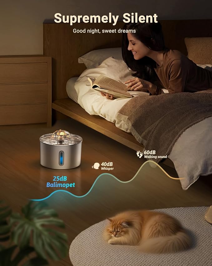 Cat Water Fountain Stainless Steel with 9 Filters & 9 Sponges