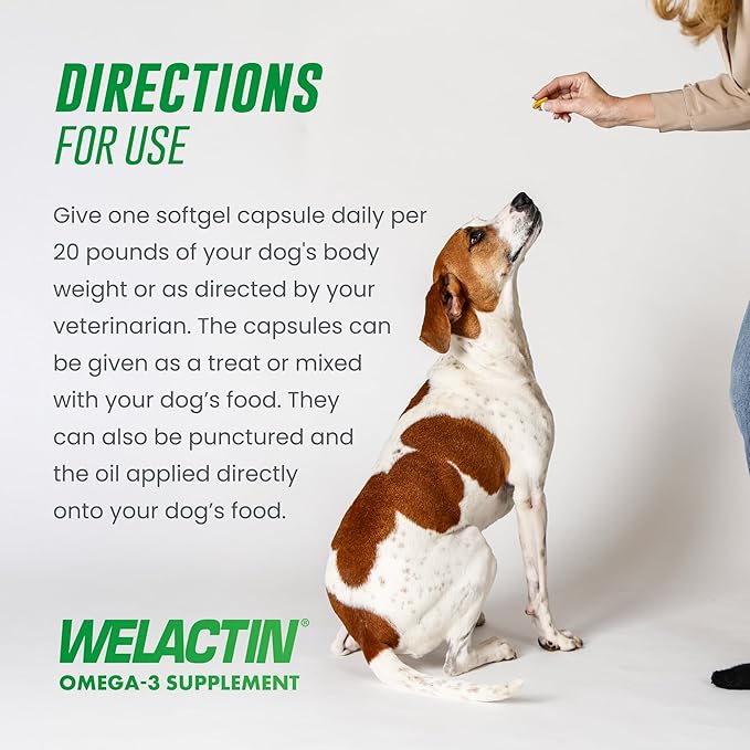 Nutramax Welactin Canine Softgels, Omega 3 Supplement for Dogs, Softgels, 120 Count (Pack of 3)
