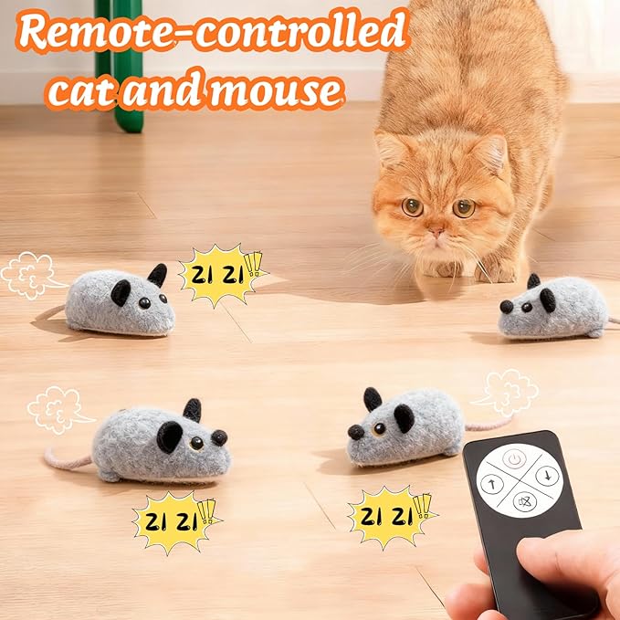 Cat Mouse Toy Remote Control Cat Toy Moving Interactive Cat Toys for Indoor Cats Interactive for Cats Hunting Cat Mice Toys