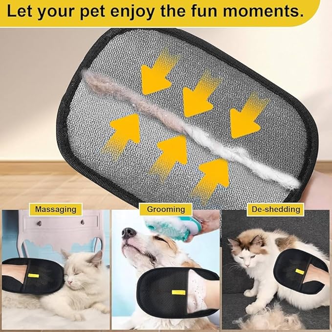 Pet Hair Removal Gloves for Dogs & Cats – Double-Sided Electrostatic Grooming Mitt, Reusable & Washable, Gentle Massage