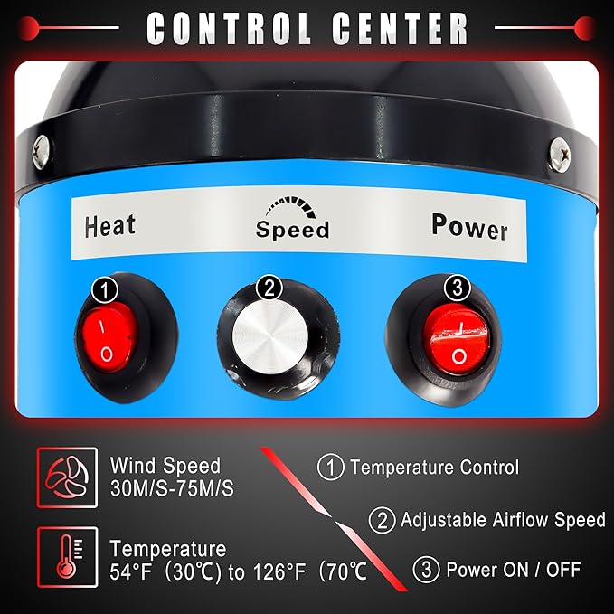 Dog Hair Dryer High Velocity Professional Dog Blow Dryer with Adjustable Speed Dog Pet Grooming Dryer Blower with 4 Nozzle 2 Blow Temperature（Blue