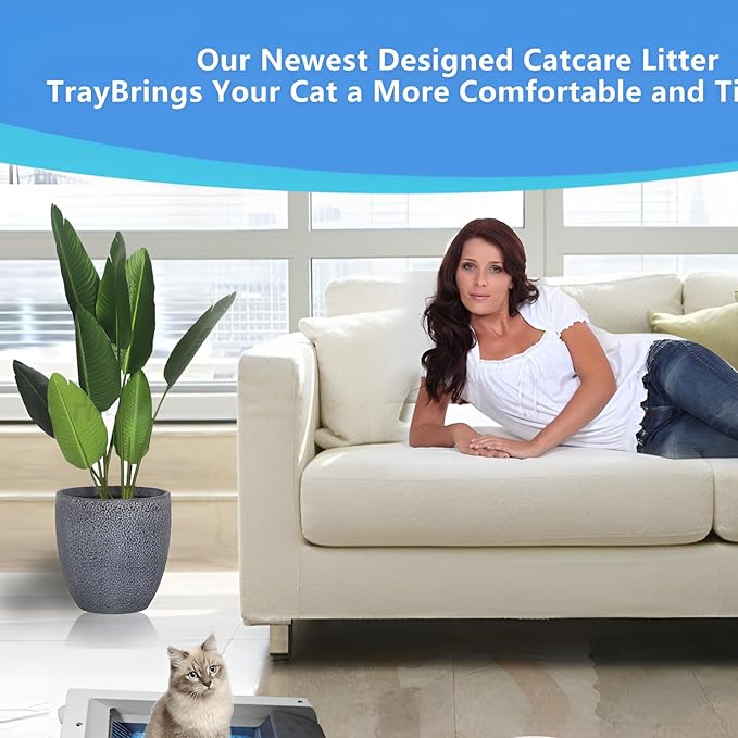 Reusable Litter Tray Compatible with Petsafe ScoopFree Cat Litter Box Tray,Self-Cleaning Cat Litter Boxes,with Free Scoop, New Designed Never Absorbs Odor, Stains, or Rusts,Easy Clean-Grey