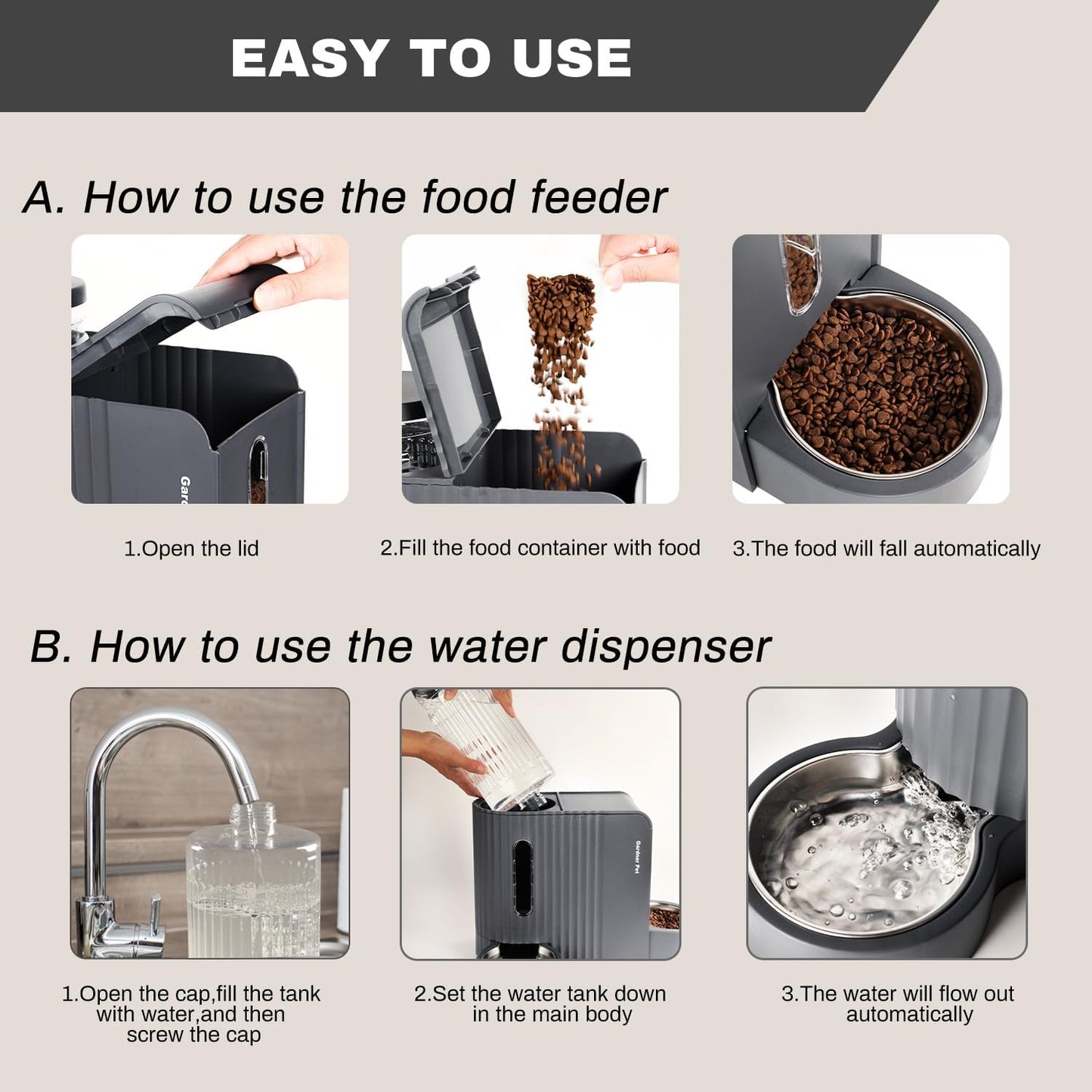 Gravity Auto Feeder – Always-Full Food & Water + Stainless Steel