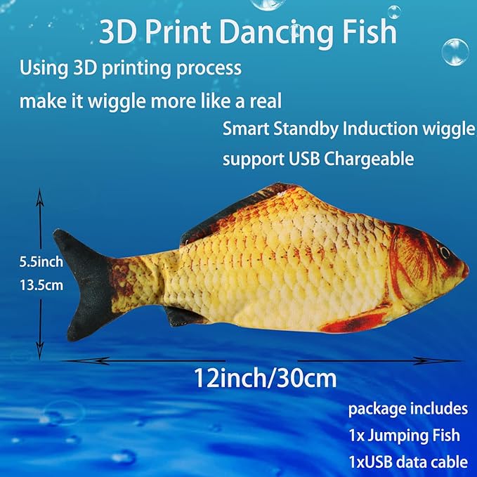 Realistic Flopping Fish Dog Chew Toy - Electric Moving Interactive Pet Toy for Small Medium Dogs, Chew Rocking Toy for Indoor Outdoor Exercise