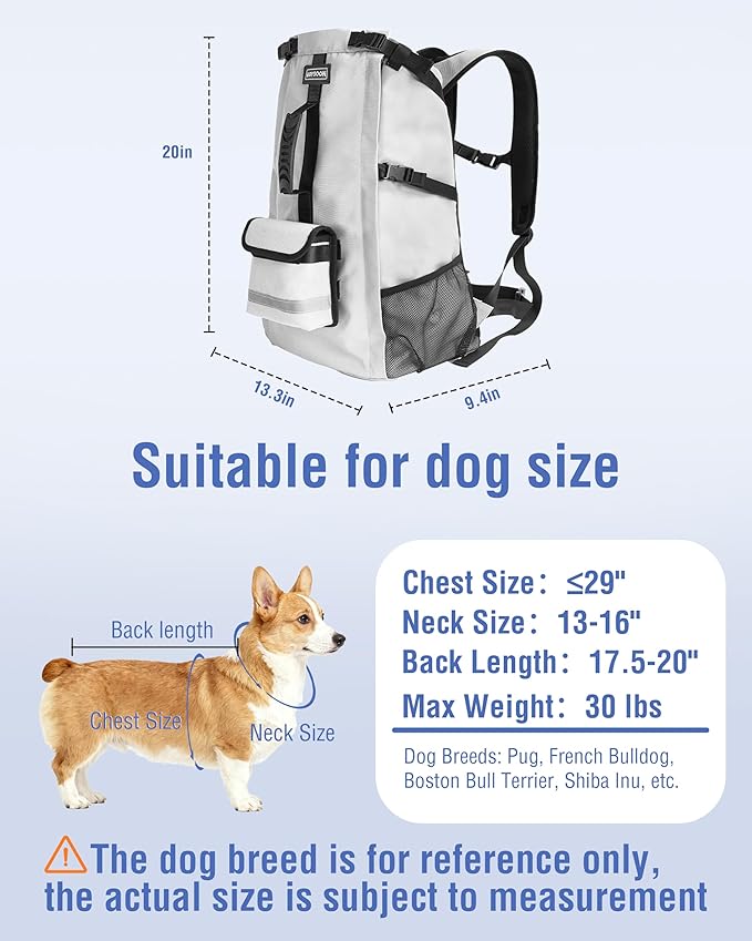 Dog Backpack for Small & Medium Dogs – 4-Layer Safety Pet Carrier with Thick Shoulder Straps, Detachable Waist Bag, Breathable Mesh & Storage Pockets for Travel & Hiking