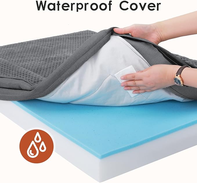 Orthopedic Dog Beds Large Sized Dog, 36x27x6 Inches Memory Foam Pet Bed for Large Dogs, Washable Removable Cover, Nonskid Bottom, Waterproof, Dark Grey