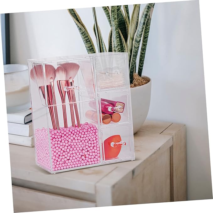 Acrylic Cosmetic Brush Holder Lid Multifunctional Makeup Organizer for Dressing Table Dustproof Storage Case for Makeup Brushes and Jewelry