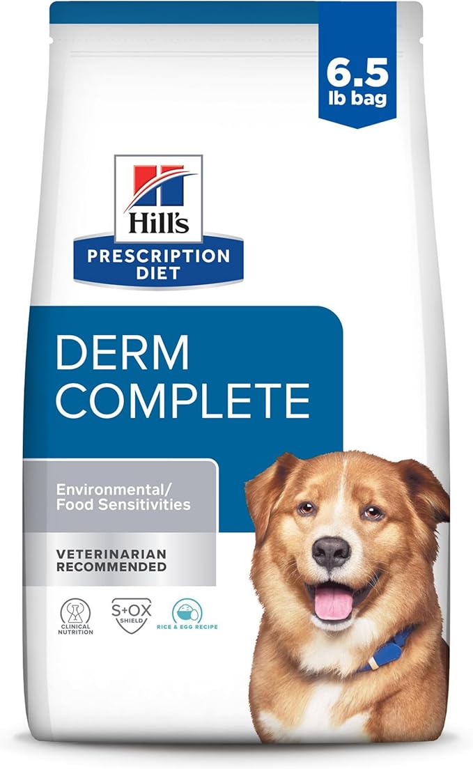 Hill's Prescription Diet Derm Complete Environmental/Food Sensitivities Dry Dog Food, Rice & Egg, 6.5 lb. Bag