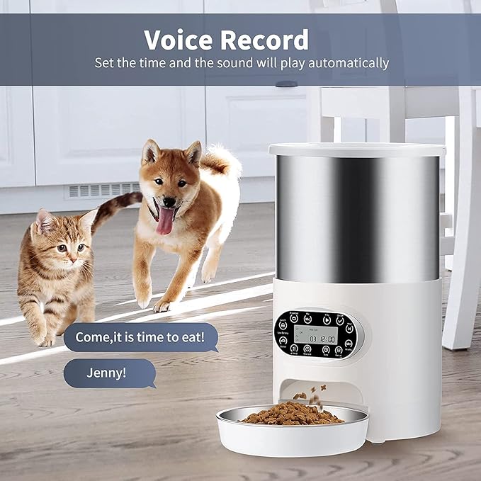 3L/4.5L Automatic Cat Feeder,Pet Food Dispenser for Cats and Dogs with Stainless Steel Food Bowl for Dry Food, Programmable Portion Control 1-4 Meals Per Day & 10S Voice Recorder