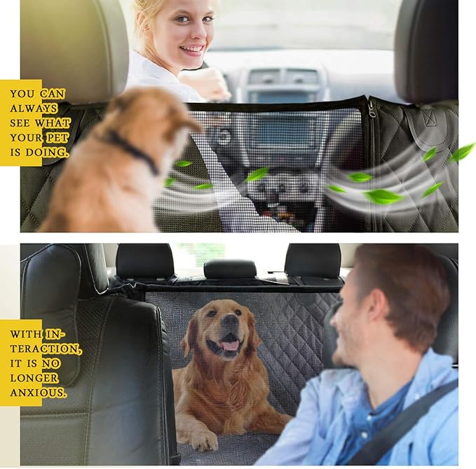 Vailge Dog Car Seat Cover for Back Seat, 100% Waterproof Back Seat Pet Cover for Dogs with Mesh Window, Scratch Prevent Antinslip Dog Hammock for Car