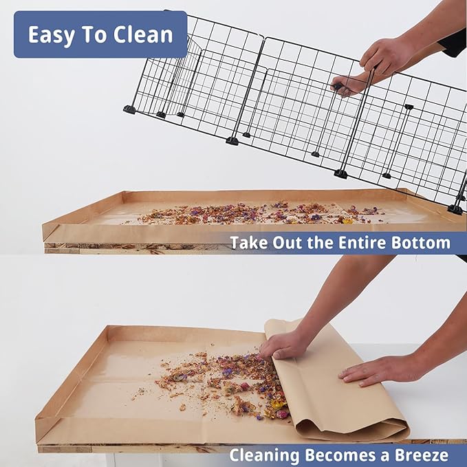 Disposable Guinea Pig Cage Liners, 36"x 24" Large Liner Bag for Guinea Pig Cage Bottom, Water-Resistant Kraft Paper (8 Pack)