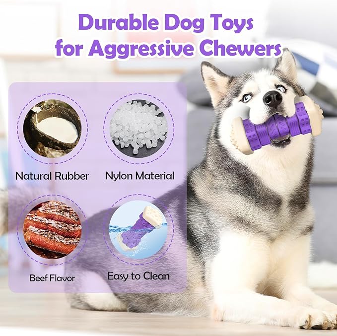 RUXAN Chew Toys for Dogs, Dog Toys Chewers, Chew Toys for Dogs, Tough Interactive Dog Toy, Dog Toys to Keep Them Busy (Purple)
