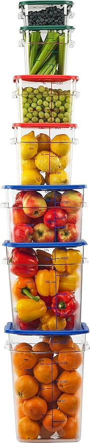 Carlisle FoodService Products Squares Square Food Storage Container with Stackable Design for Catering, Buffets, Restaurants, Polycarbonate (Pc), 22 Quarts, Clear