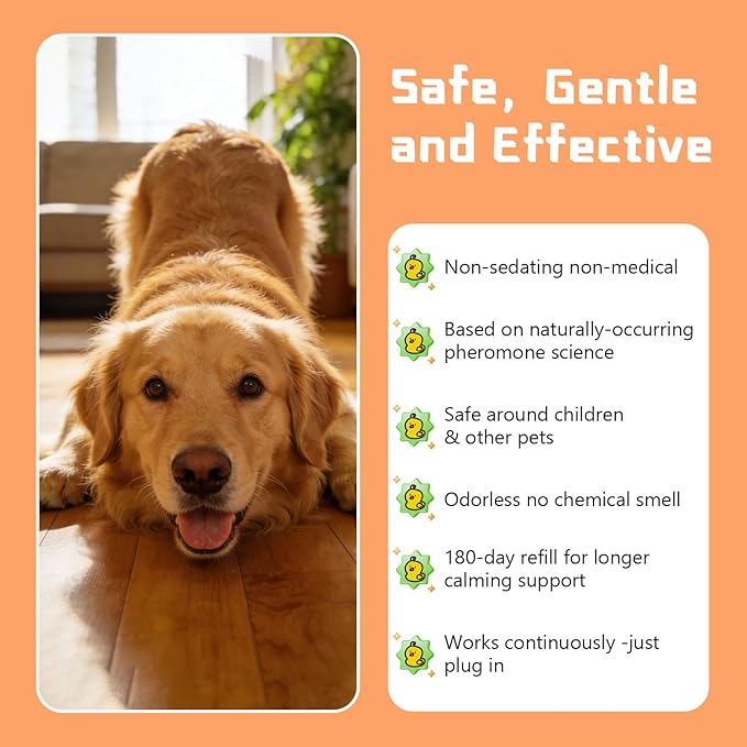 Dog Pheromone Calming Diffuser 8 in 1 Appeasing Pet Pheromones Diffuser to Calm Kit (2 Plug in+ 6 Pack 48ml Refill) for Anxiety