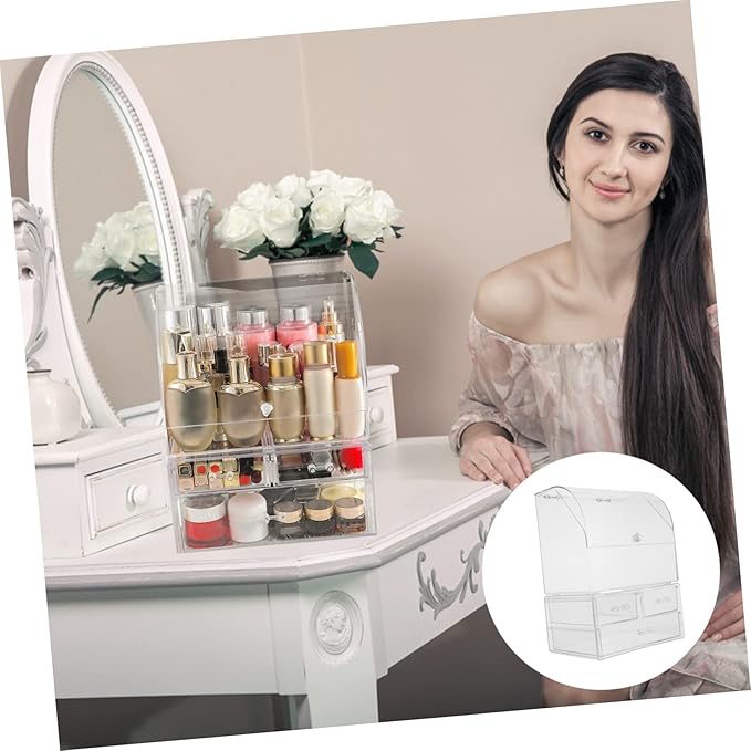 Cosmetic Organizing Holder Desktop Storage Case Makeup Storage Box Acrylic Makeup Case Lid